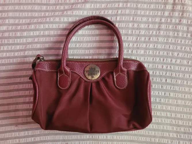 bolsa de mão vintage victoria secret nylon e couro