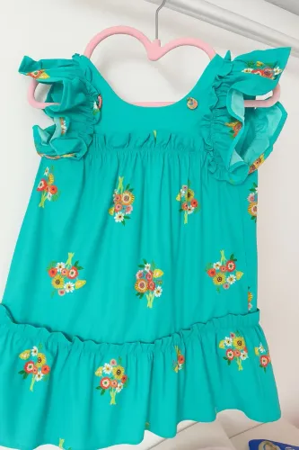 Vestido infantil turquesa