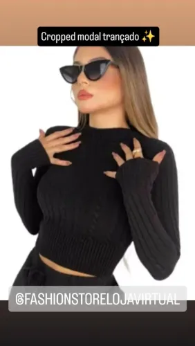 Cropped Modal Trançado Preto