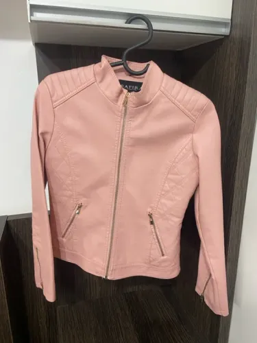 Jaqueta courino rosa feminina