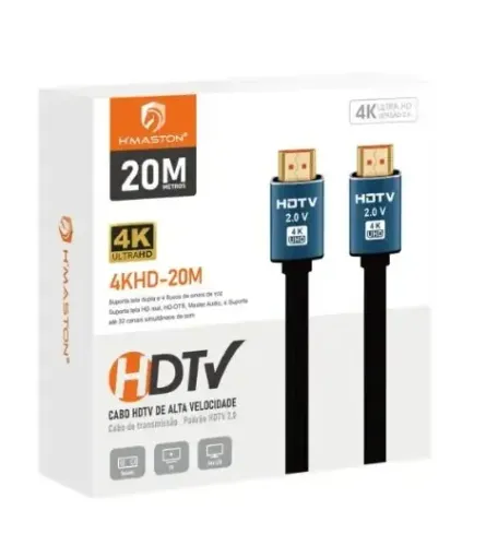 Cabo HDMI 20m 4k 2.0 Alta Definição HMaston 4KHD-20M Novo Na Caixa Lacrado