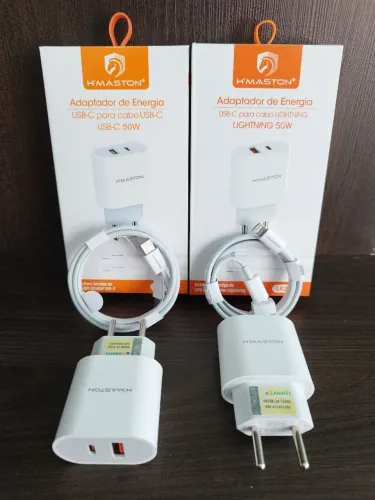 Carregador H'MASTON USB-C 50W - Adaptador e Cabo