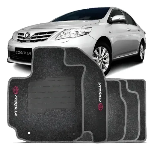 Tapete Corolla Bordado Carpete 2009 2010 2011 2012 2013 2014 Cinza