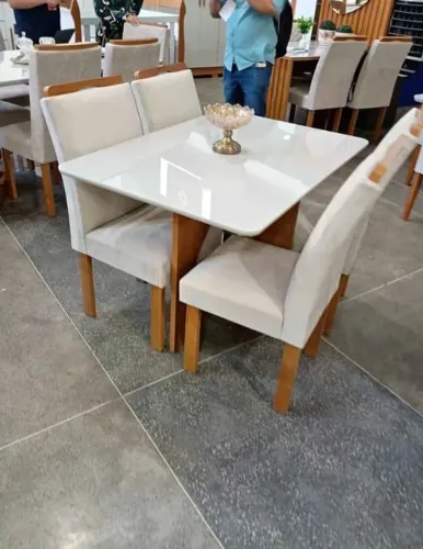 Mesa de jantar 4 cadeiras tampo de vidro frete gratis R$ 1.599.99 a vista 