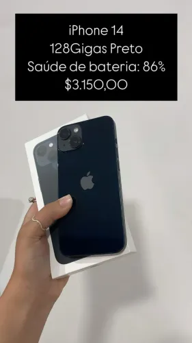 iPhone 14 / 128GB / Preto / Saúde de bateria 86% 