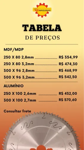 Tabela de Preços - Serras e Ferramentas