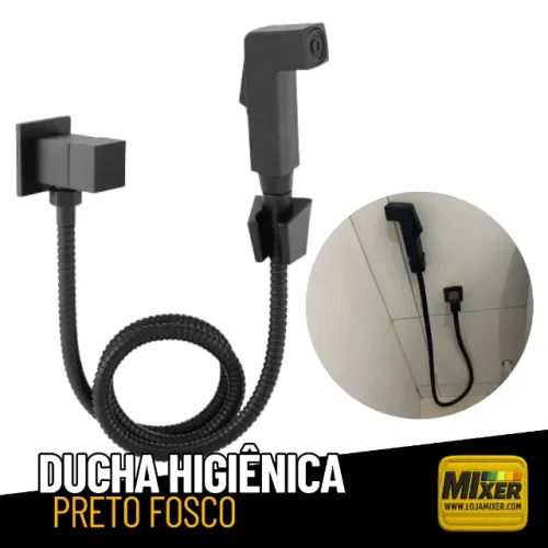 Ducha Higiênica - Acabamento Preto em Metal para Lavabo e Suíte _ CS165