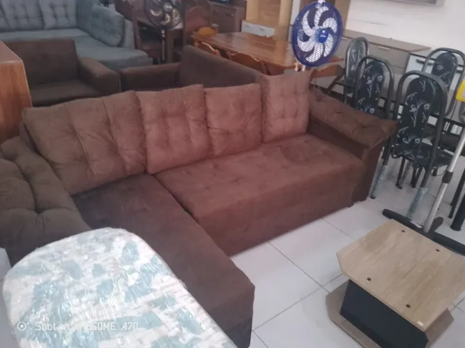 Sofá com chaise 4 lugares entrega grátis