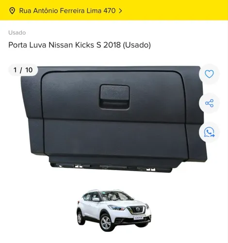 PORTA LUVAS NISSAN KICKS ORIGINAL 