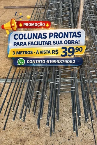 Facilite sua obra coluna pronta 5/16 peça de 3 mts a vista R$39,90