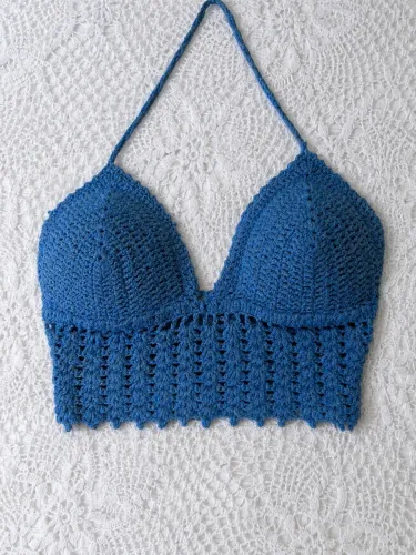 Cropped crochê com Bojo. TAM: PP/P