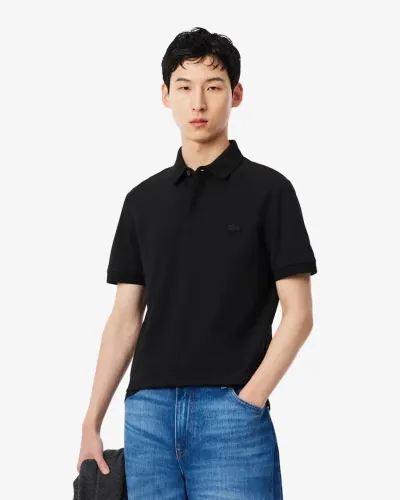 Camiseta Lacoste Polo Regular Fit Paris Piqué Stretch Preta - Tamanho P