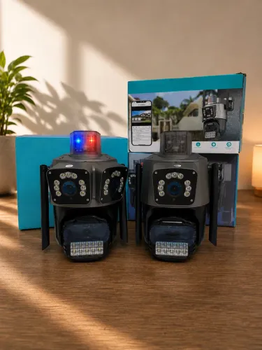 CÂMERA DE SEGURANÇA WIFI IP LENTE DUPLA 2X 3MP EXTERNA 360 PROVA D'ÁGUA ICSEE CINZA