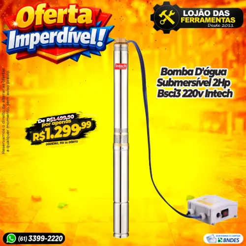 Bomba D'água Submersível 2Hp Bsci3 220v Intech