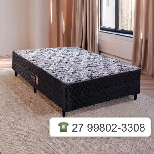 (Cama Box Casal 138cm Acoplado Black 