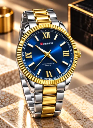 Relógio de pulso Curren Star Azul Aço Inox PROVA D'ÁGUA Novo