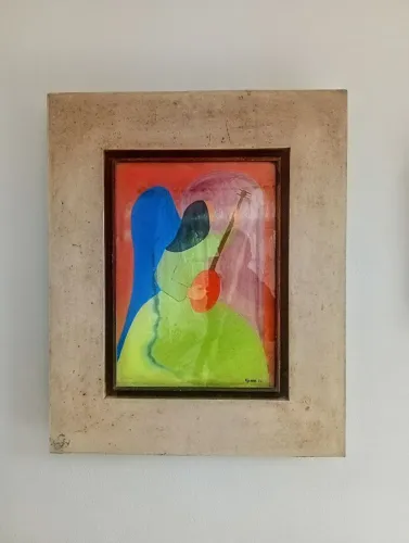 Quadro Djanira Mota 1956 anjo músico/amostra régua
