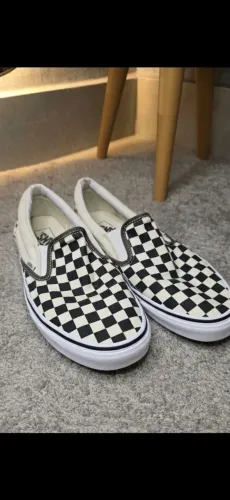 Tênis Vans Slip-On Checkerboard Preto e Branco Nº 42 Semi Novo