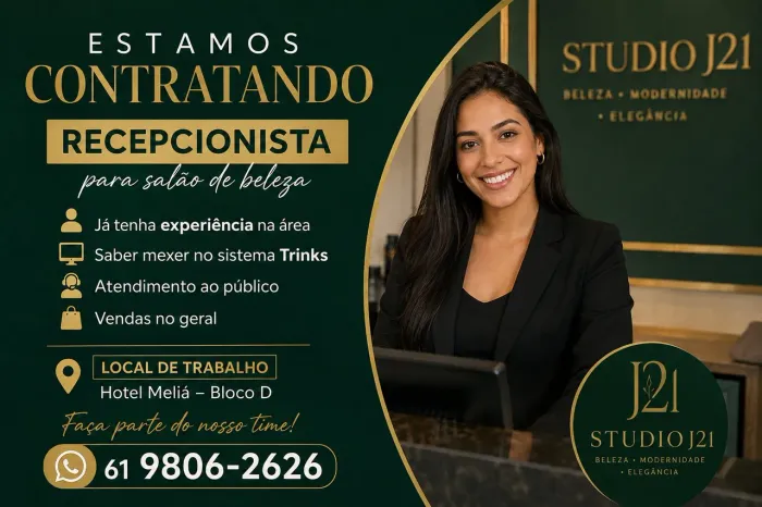 Recepcionista Salão de Beleza