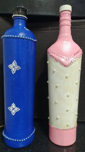 GARRAFAS DECORADAS ARTESANALMENTE (COM TAMPA) - Promoção Limpa Estoque