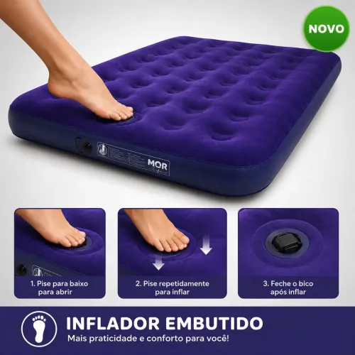 Colchão Inflável Casal com Inflador Embutido no Pé Mor Life Novo