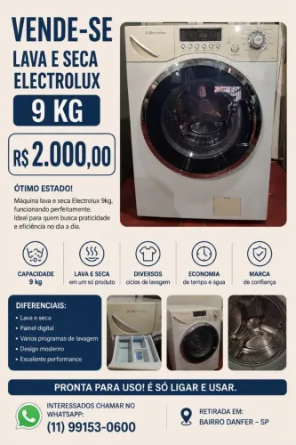 Maquina de lavar roupa da eletrolux lava e seca