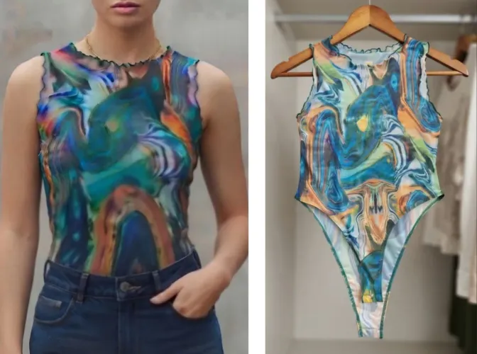 Body em tule, abertura embaixo