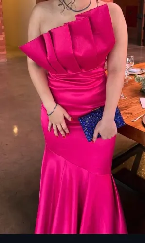 VESTIDO DE FESTA LONGO ROSA TAMANHO 42