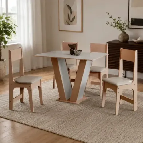 Conjunto Mesa de Jantar Luiza + 4 Cadeiras Delta, Produto Novo,FRETE GRÁTIS! Cartão 12x!