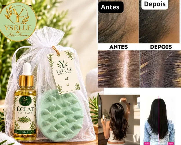 Kit ritual Éclat capilar ( Óleo de alecrim natural 30ml +escova massageadora capilar