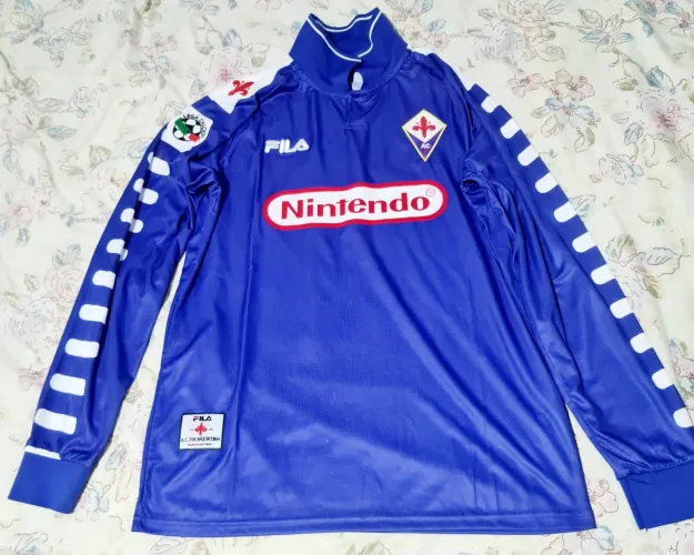 Camisa da Fiorentina da Itália manga longa temporada 1999/2000 usada pelo Batistuta!!