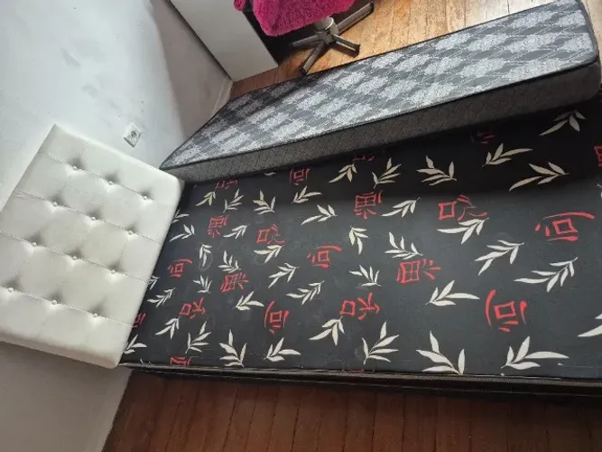 Cama box solteiro com colchão e cabeceira 