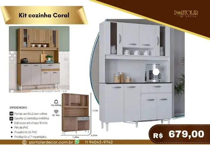 Kit Cozinha Coral, a pronta entrega