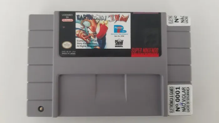 Fita Super Nintendo Earth Worm Jim Original com lacres segurança
