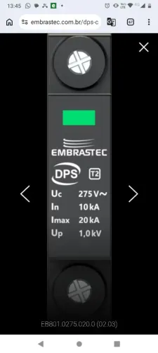 Disjuntor DPS 15ka Embrastec