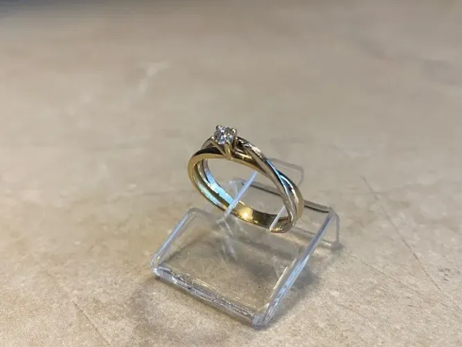 Anel Solitário Two Tones em Ouro Branc 18k 750
