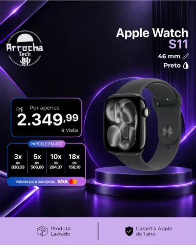 Apple Watch S11 46mm JetBlack Preto - Lacrado