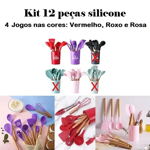 Conjunto talher silicone 12 peças - 4 conjuntos