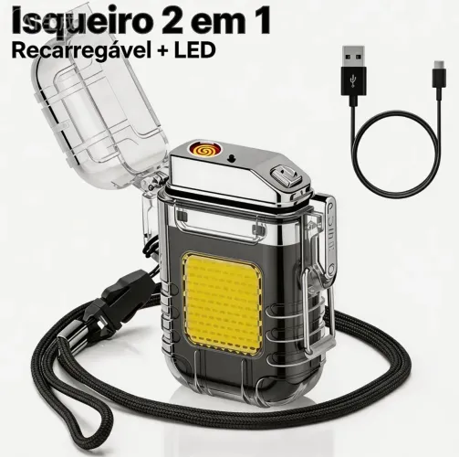 Isqueiro Elétrico a LED Carregamento USB Portátil Leve Seguro Anti Queimadura 