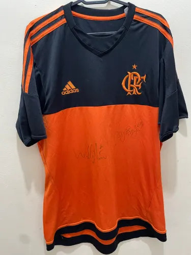 CAMISA FLAMENGO ADIDAS GOLEIRO 2015, AUTOGRAFADA POR DIEGO E WILLIAN ARÃO.