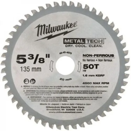 Disco de Serra Wídea para Metais 5 3/8" 50d 48-40-4075 Milwaukee