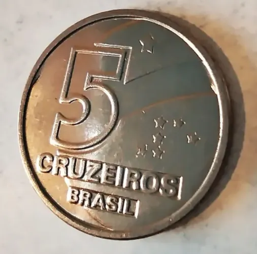 *moeda 5 cruzeiros 1991 cunho marcado circulada