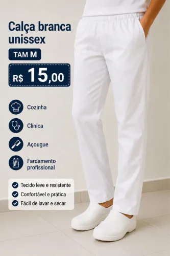 Calça profissional unissex.