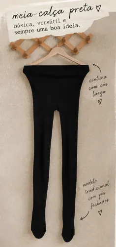 Meia-calça preta lisa básica