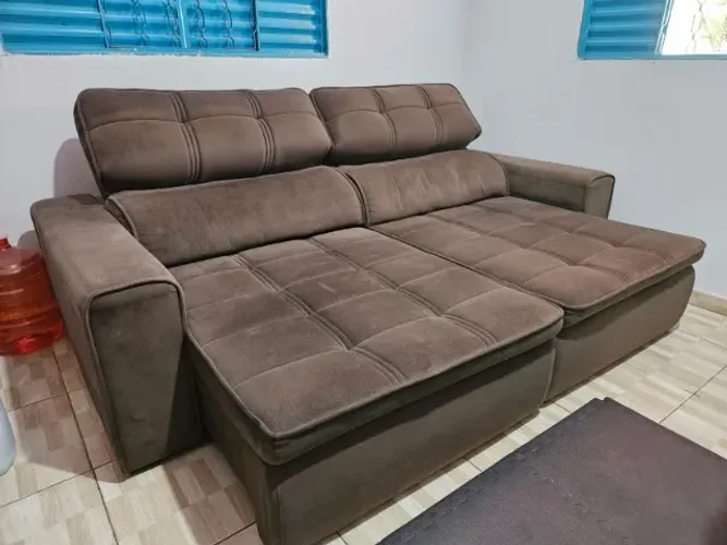 Sofá Retrátil e Reclinável 3 Lugares (2,49m x 1,85m) - Lindo e Confortável!