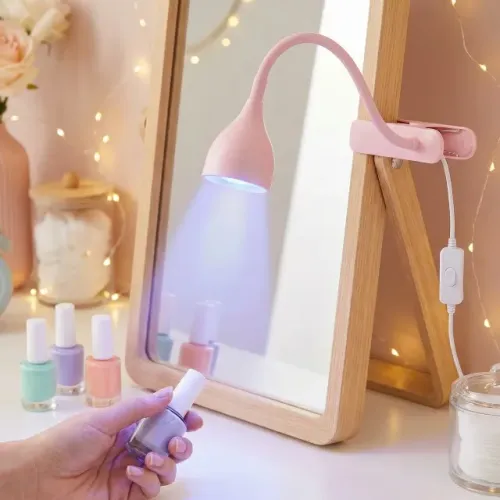 Luminária Led Uv Clip De Mesa Secar Unha Gel Preto ou Rosa