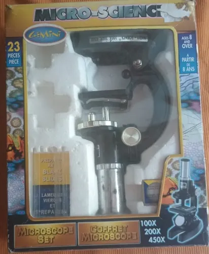 Microscópio Antigo Infantil Gemini Micro-Science Vintage Anos 90 Com Caixa