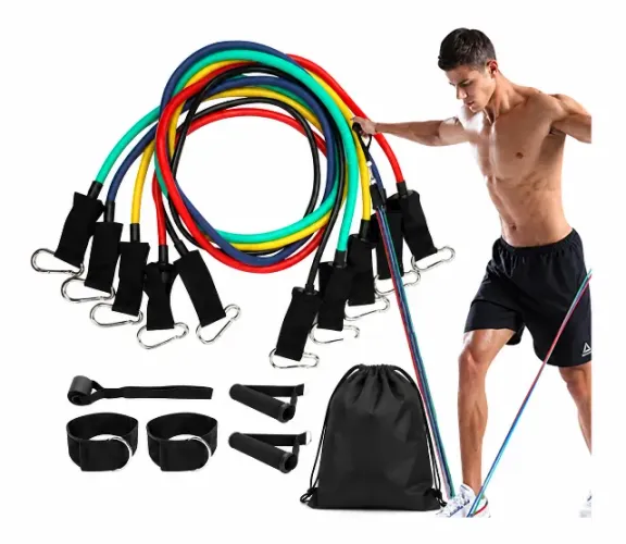 Kit Academia em Casa - Elásticos de Resistência + Corda de Pular
