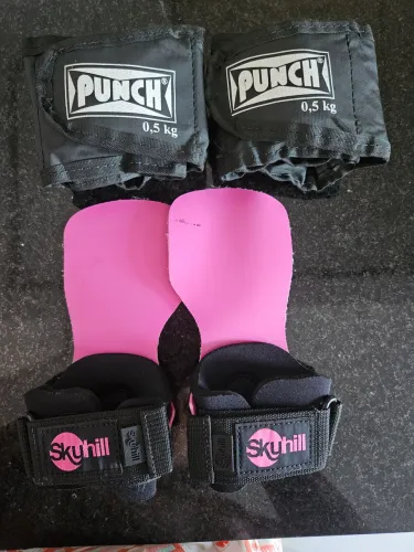 Luva crossfit hand grip skyhill pink + caneleira punch 0,5kg