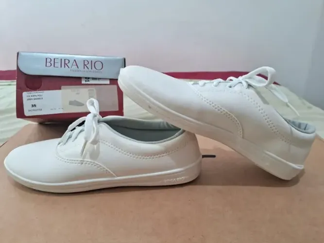 Tênis Feminino Branco nº 35 NOVO NUNCA USADO - Original Marca Beira Rio. Só 69